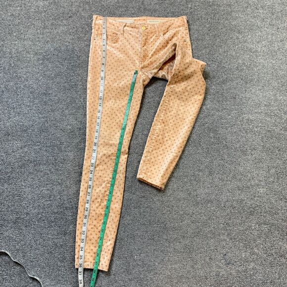 Pilcro And The Letterpress Pants Women 26 Apricot High Rise Skinny Velvet Dots - Picture 9 of 16